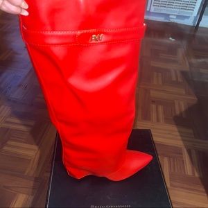 AZALEA WANG STUCK ON YOU WEDGE BOOT (RED) Brand New